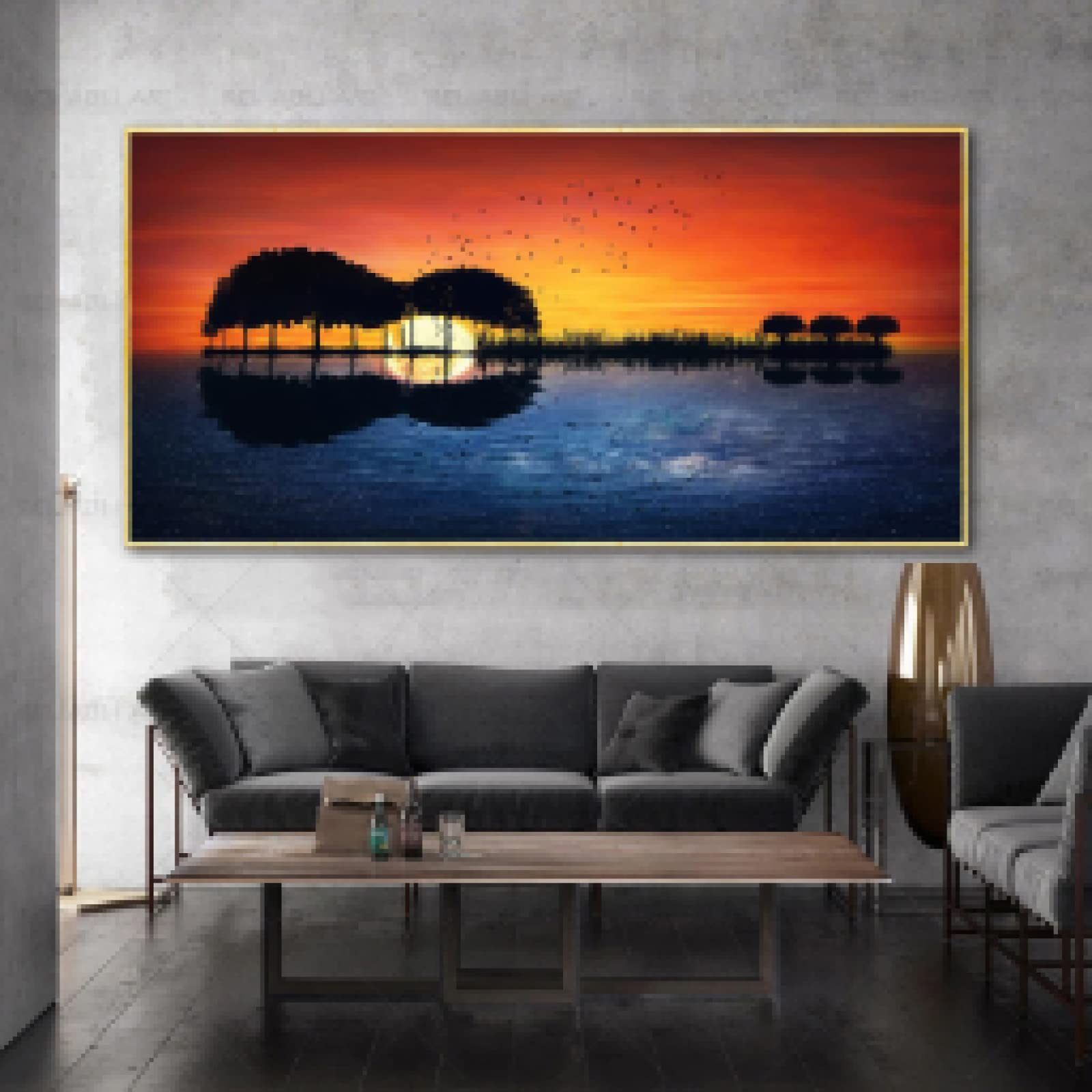 Toile murale guitare et arbre abstrait impression premium - 6
