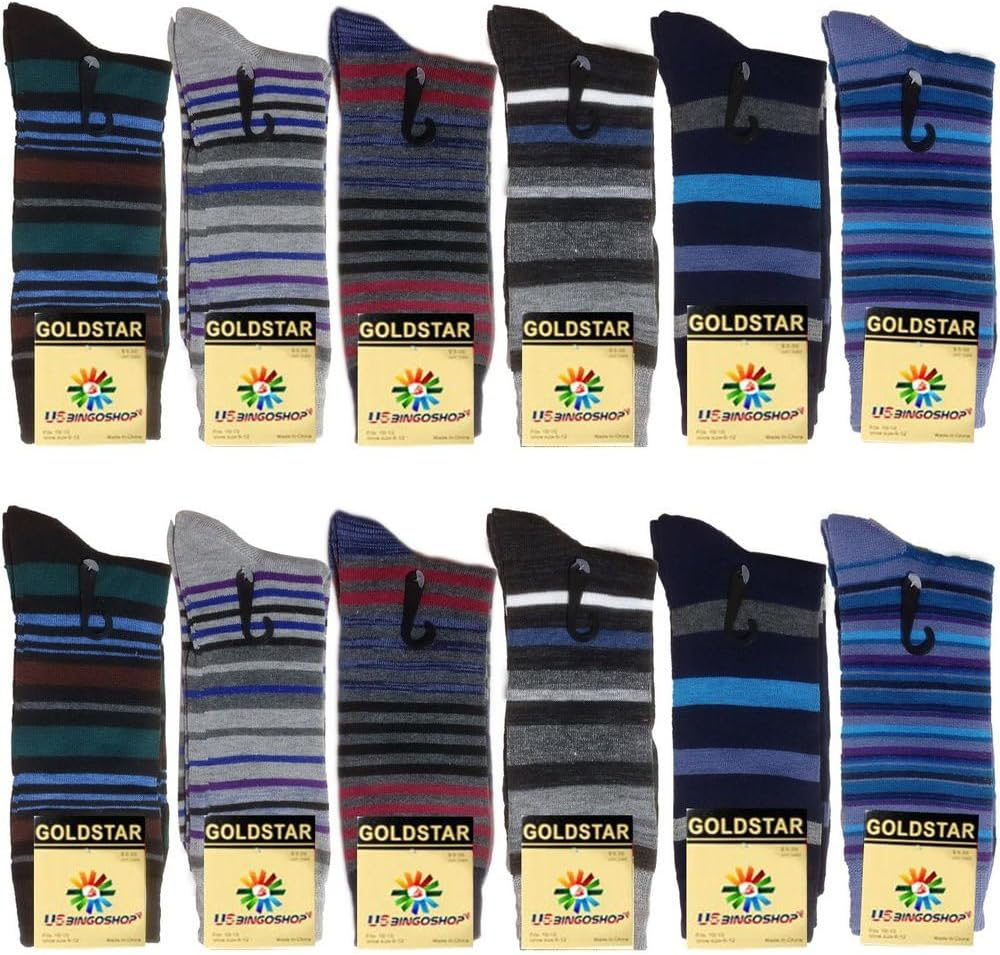 USBingoshop Mens Men Cotton Dress Socks Fun Colorful Fashion Stretchable Classic Comfort Mid Calf Crew Socks 10-13