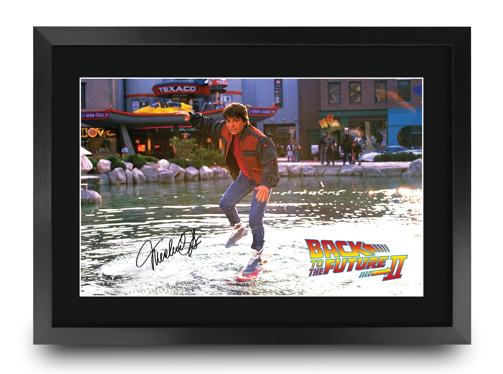 HWC Trading Back to the Future 2 Scene 1 Gifts Printed Signed Autograph Picture for Movie Memorabilia Fans - A3 Framed