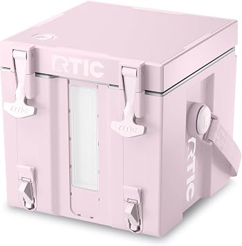 RTIC Halftime Water Cooler 3 Gallon Portable Carrier Container, Drink Beverage Dispenser, Stackable with 2 Taps, Bottleless, BPA-Free, for Sports, Camping, BBQ, Parties, Picnic, Pale Pink