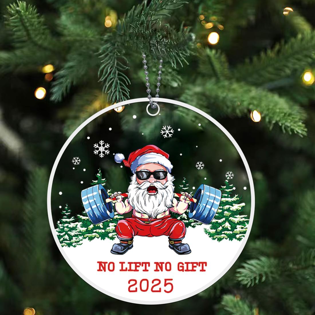 Santa Weight Lifting Ornament, Weightlifting Barbell Gym Ornaments for Christmas Tree, Funny Christmas Ornaments - Gifts for Weightlifters, Gym Lovers, Crossfit - Image 4