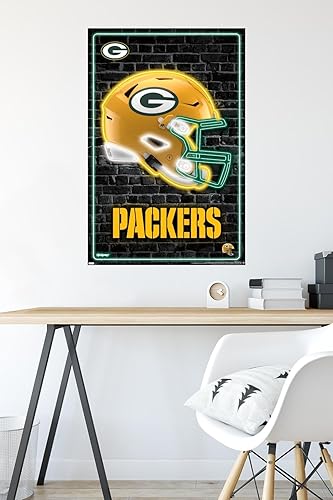 Miniatura 4 de NFL Green Bay Packers - Póster de pared con casco neón 23, 34 pulgadas de largo x 22.4 pulgadas de ancho, versión sin marco
