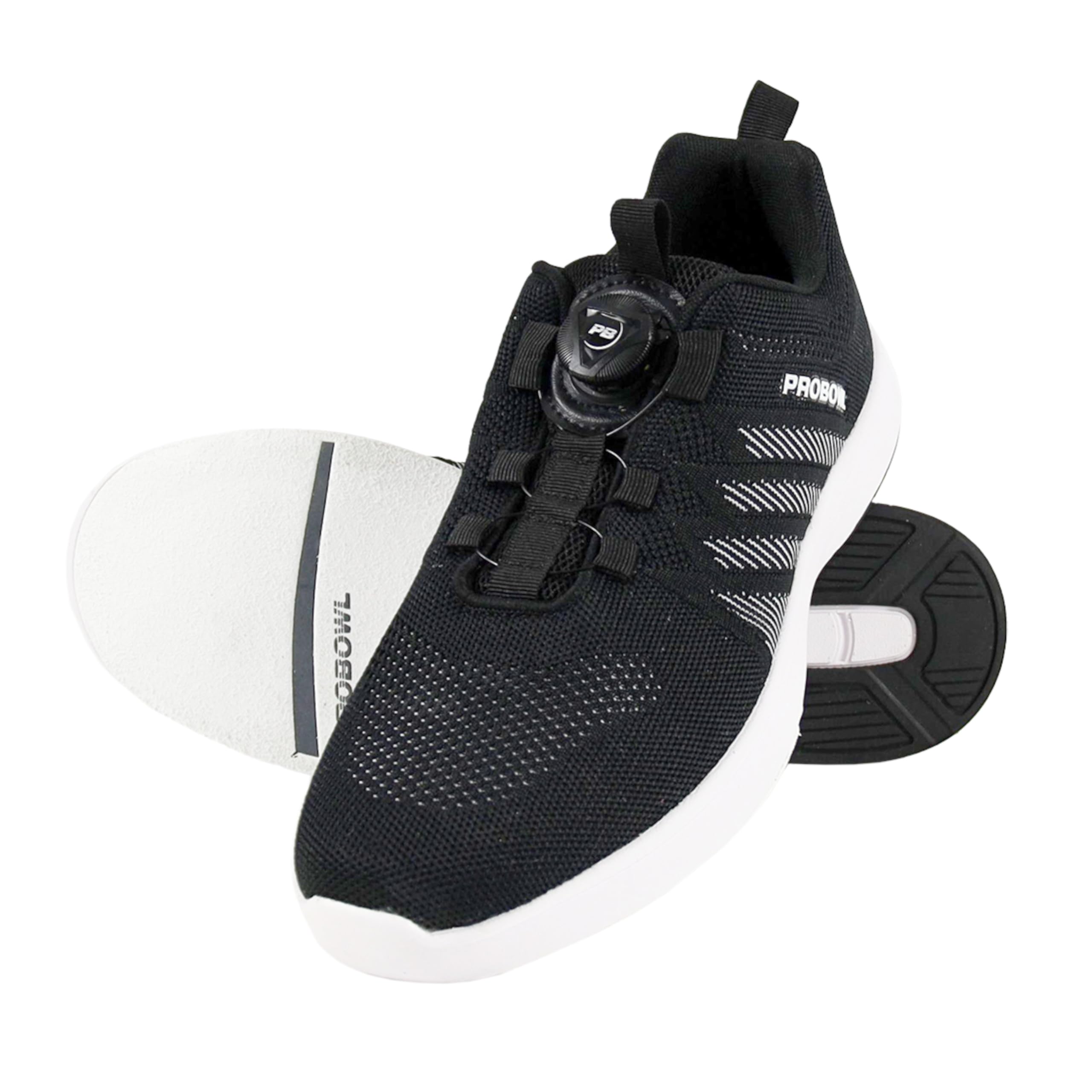 EMAX | Pro Bowl - Supro - buty do kręgli dla mężczyzn i kobiet i dorosłych | buty do kręgli z systemem sznurowania Fit-Go, czarno-biały, 39.5 EU