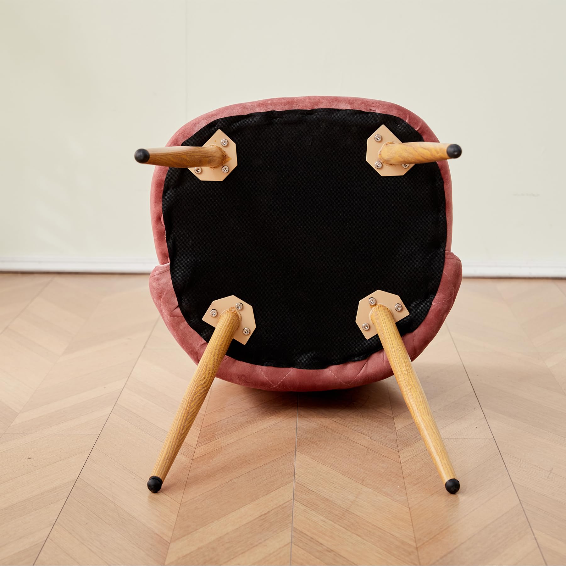 BenyLed Set di 2 Sedie Imbottite per Sala da Pranzo, con Schienale in Morbido Velluto e Gambe in Metallo Regolabili in Stile Legno, Rosa