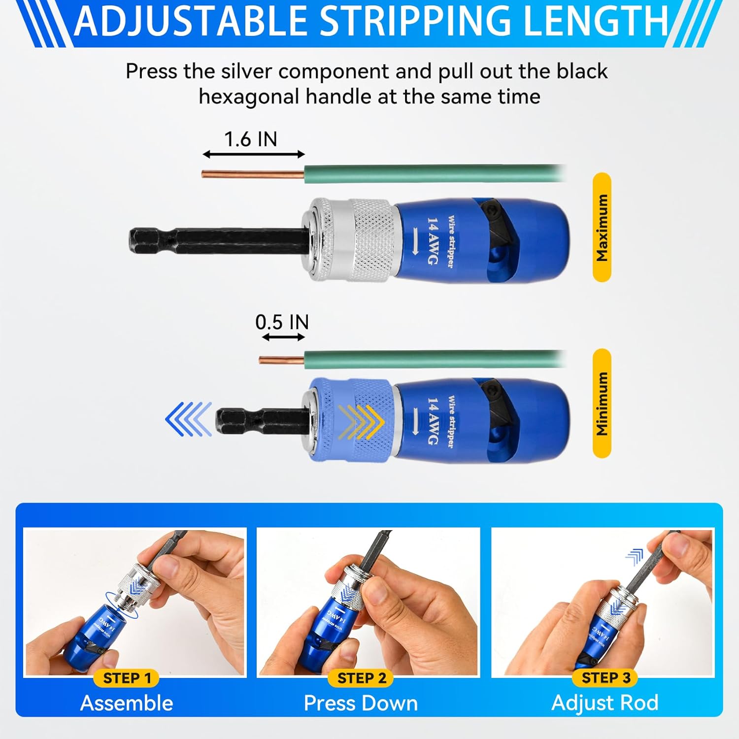 Wire stripper and Twister Tool for Drill US Regulations 6-14AWG,Professional Electrician Quick stripping Ease of use Time saver Wire Nut