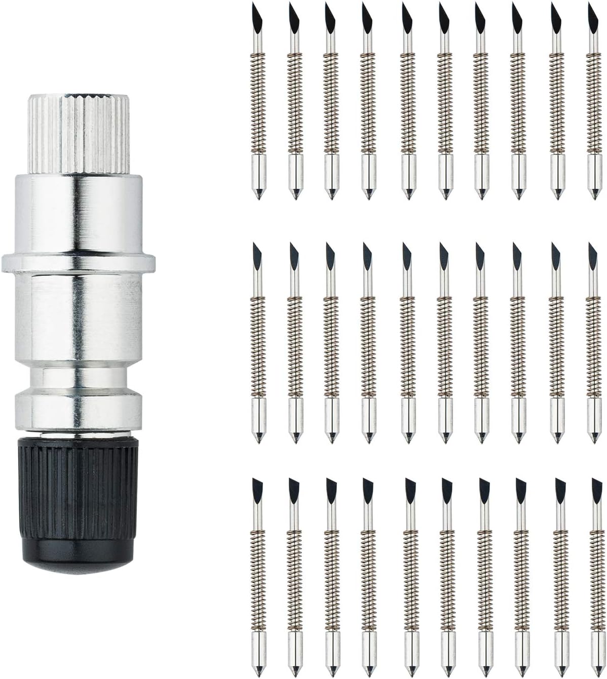 CB09 CB09U Blade Holder Base Compatible with Graphtec ， with 30 Pcs Cutting Blades (30/45/60 Degree) Holder Base for Silhouette Cameo 1 2 3/Portrait/Curio/Graphtec 6000/CE 5000-60 Plotter