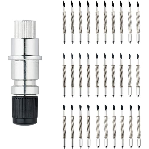 CB09 CB09U Blade Holder Base Compatible with Graphtec ， with 30 Pcs Cutting Blades (30/45/60 Degree) Holder Base for Silhouette Cameo 1 2 3/Portrait/Curio/Graphtec 6000/CE 5000-60 Plotter