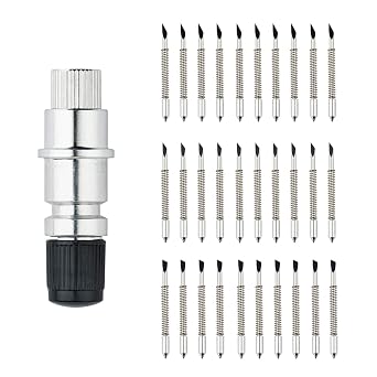 CB09 CB09U Blade Holder Base Compatible with Graphtec , with 30 Pcs Cutting Blades 30/45/60 Degree Holder Base for Silhouette Cameo 1 2 3/Portrait/Curio/Graphtec 6000/CE 5000-60 Plotter