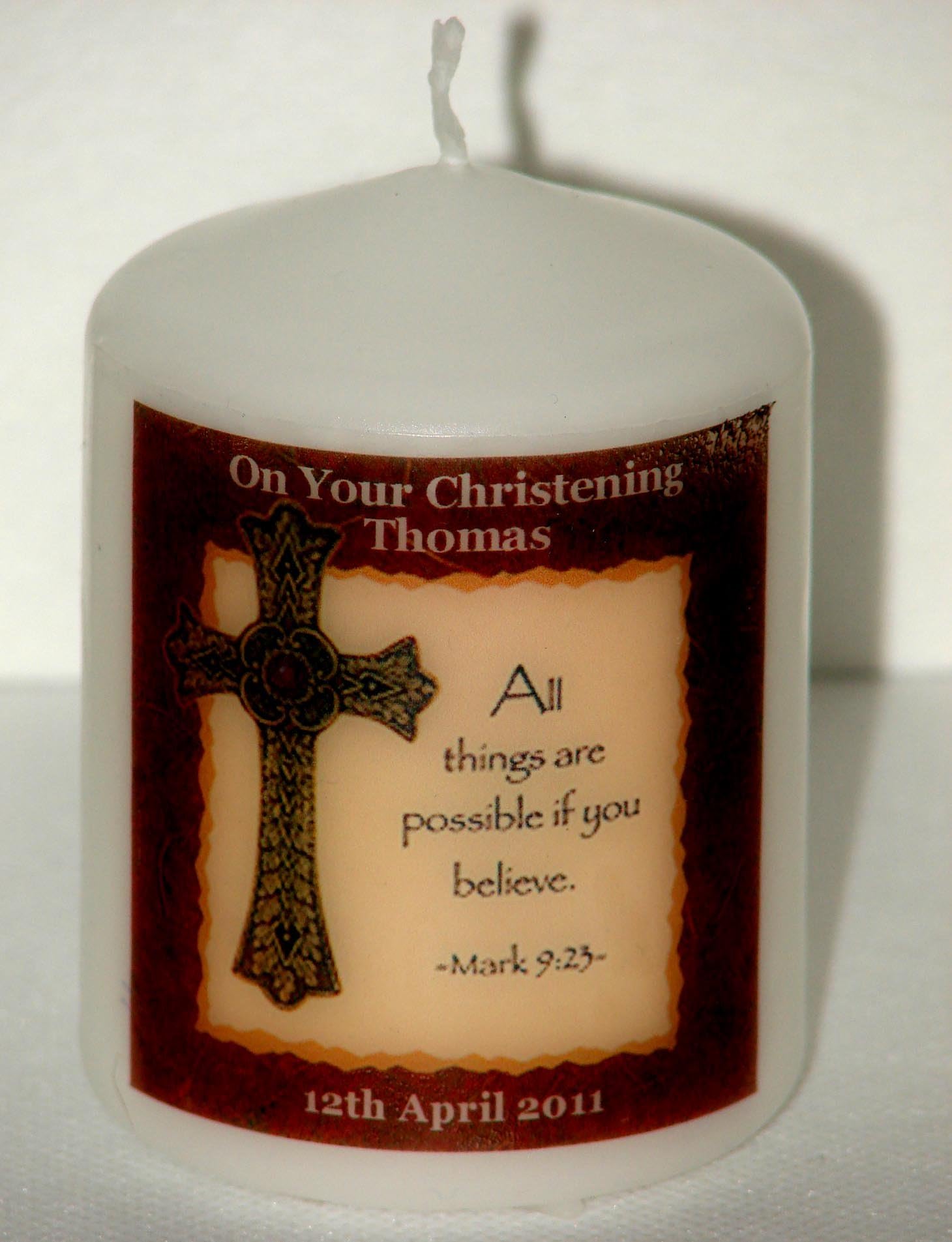 GFH PERSONALISED FIRST HOLY COMMUNION CROSS CANDLE.