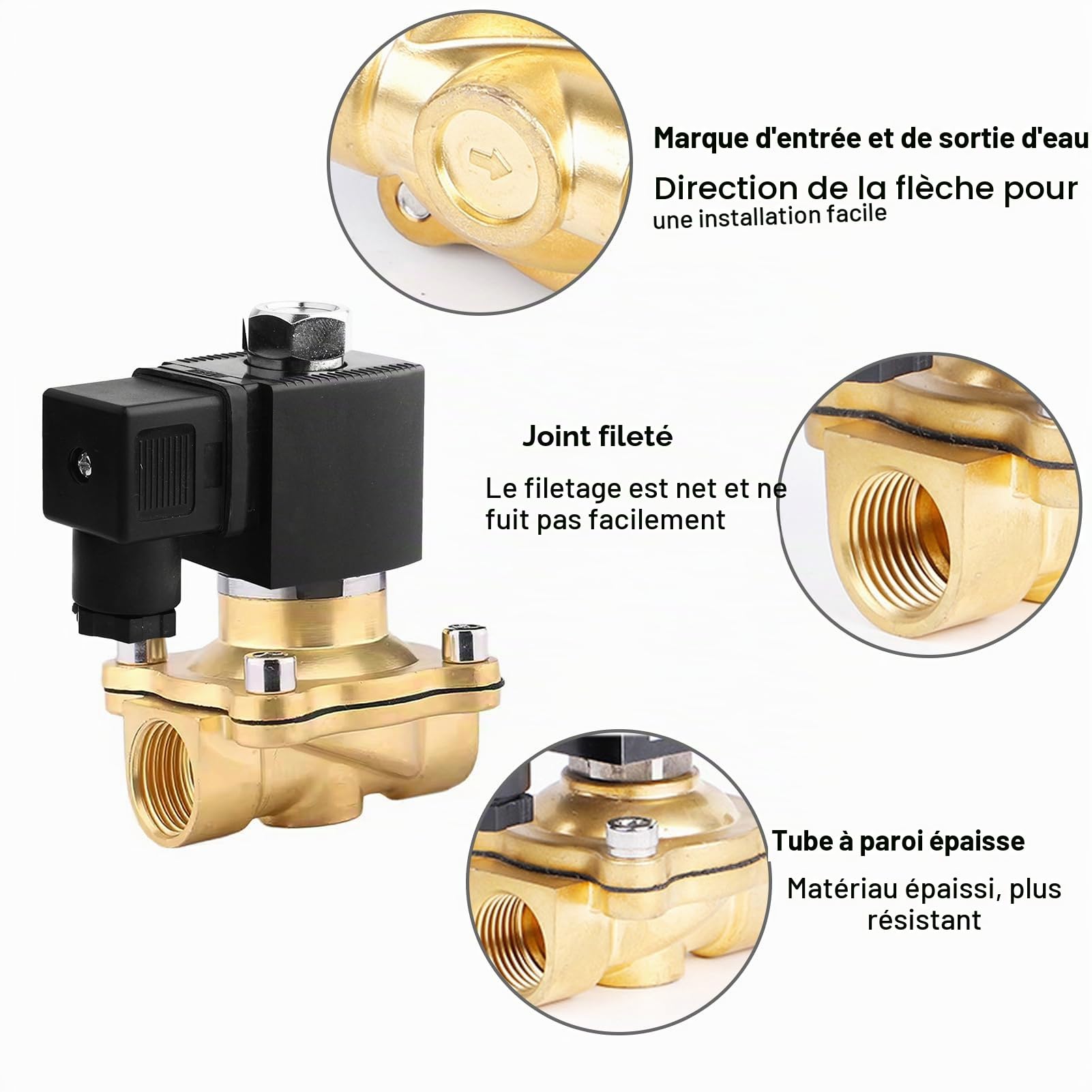 Électrovanne en laiton 3/4" 220 V,électrovanne électrique en laiton,Laiton Électrovanne Magnétique Électrique,Commande Directe pour Eau,Gaz et Air