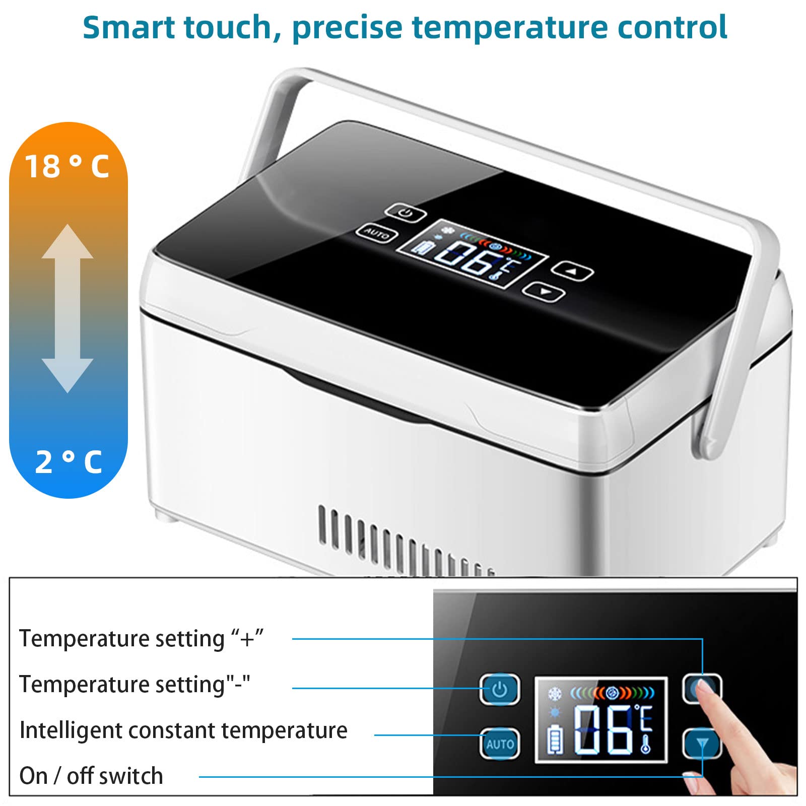 Travel Insulin Cooler Estuche Enfriador de insulina portátil para Almacenamiento de medicamentos para diabéticos, refrigerador con Temperatura Constante Inteligente de 2-8 ℃