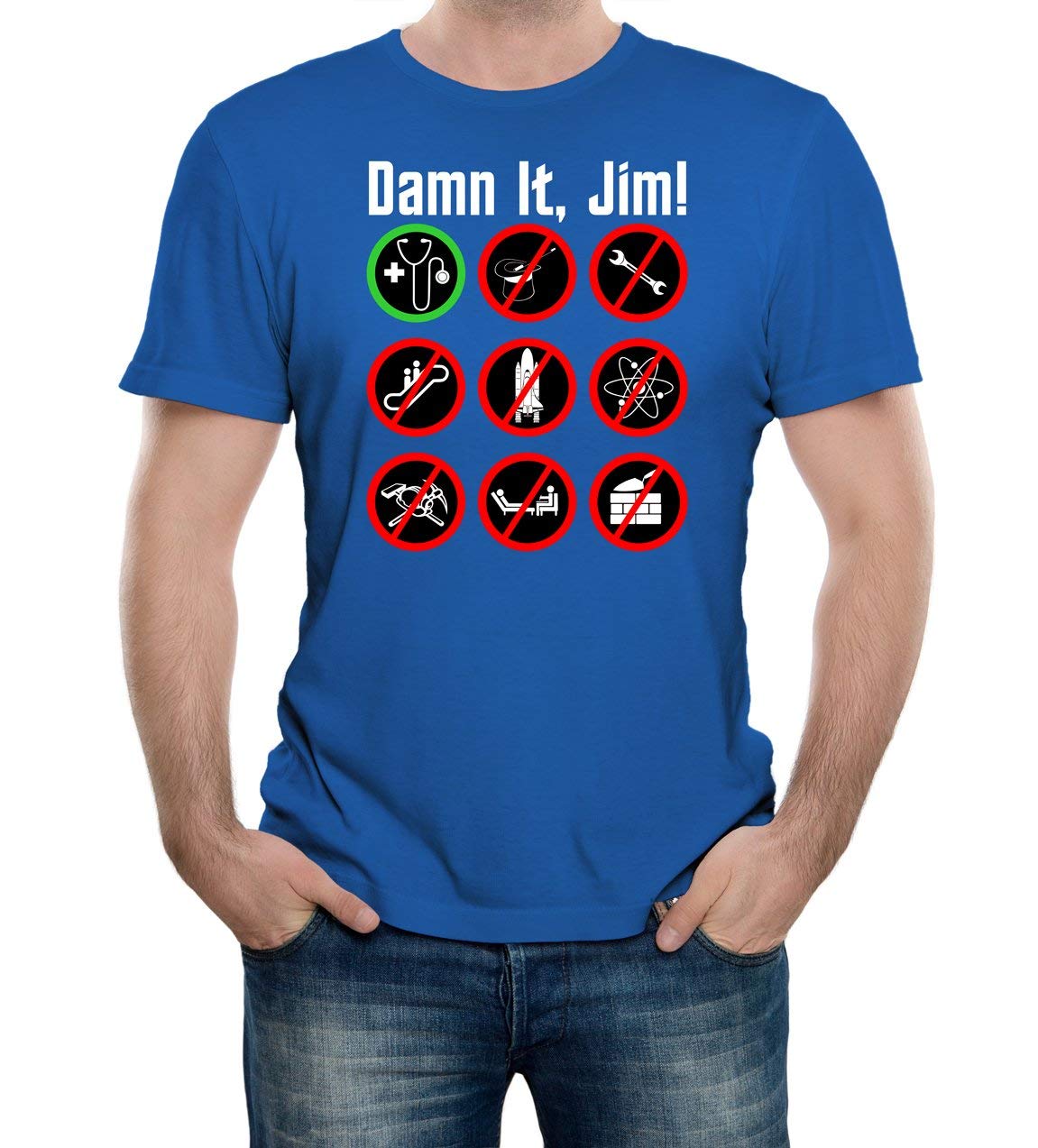 Reality Glitch Men's Damn It Jim Nerd Geek Slogan T-Shirt Royal Blue