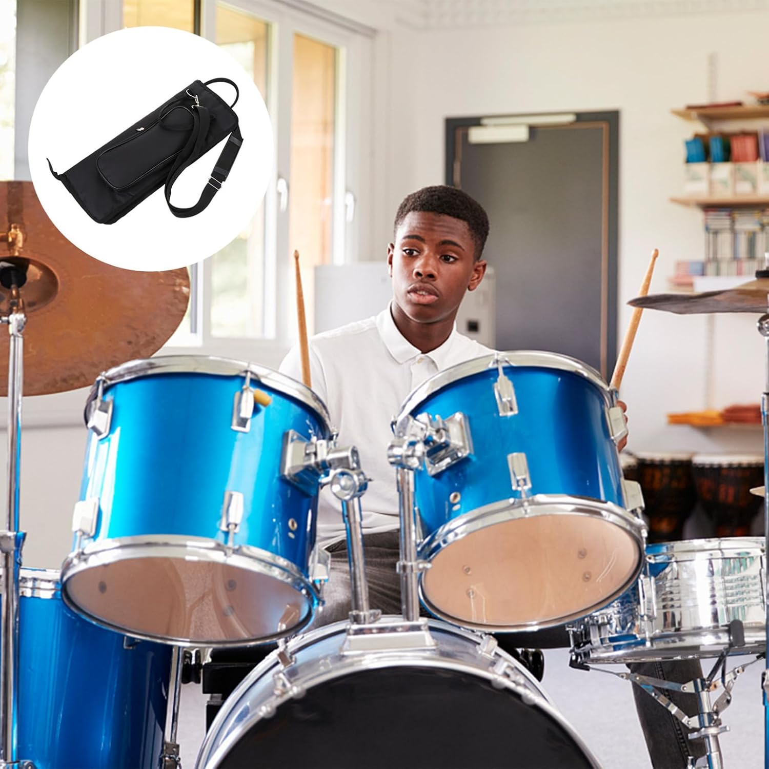 Black Oxford Cloth Drumstick Bag for Drum Sticks, Portable image 5