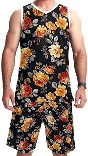 Basketball Uniform Sets with Pockets, Vintage Art Florals Team Custom Basketball Jersey Personalized for Men -12~13