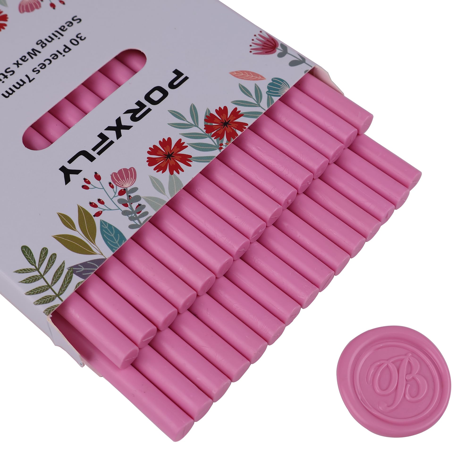 30 Pieces 7mm Sealing Wax Sticks for Glue Gun,PORXFLY Mini Wax Seal Sticks Great for Seals Stamp,Cards Envelopes,Wedding Invitations,Gift Wrapping,Wine Packages (Pink) — image 1