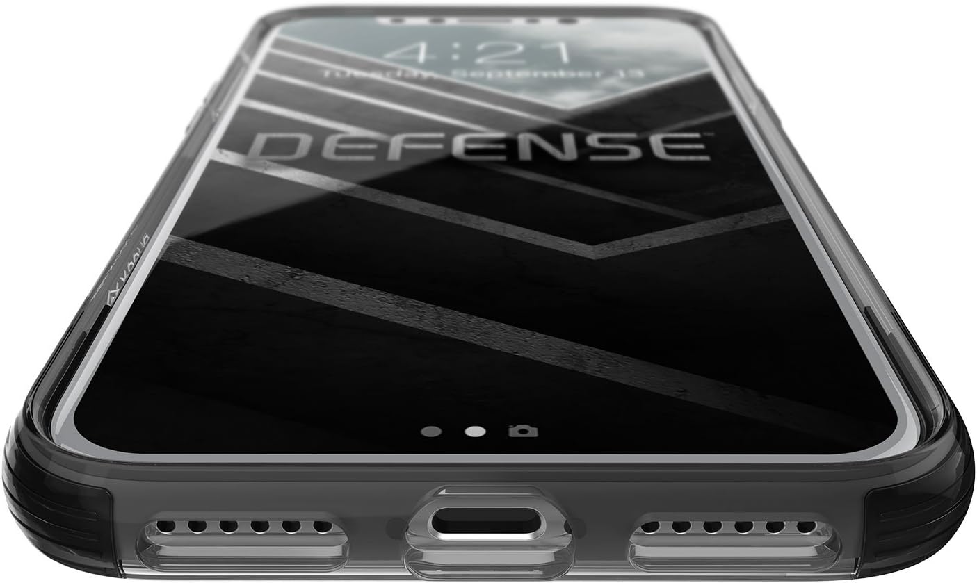 X-Doria, Compatible with Apple iPhone X, Defense Clear - Military Grade Drop Protection, Clear Protective Case for iPhone X (Black)