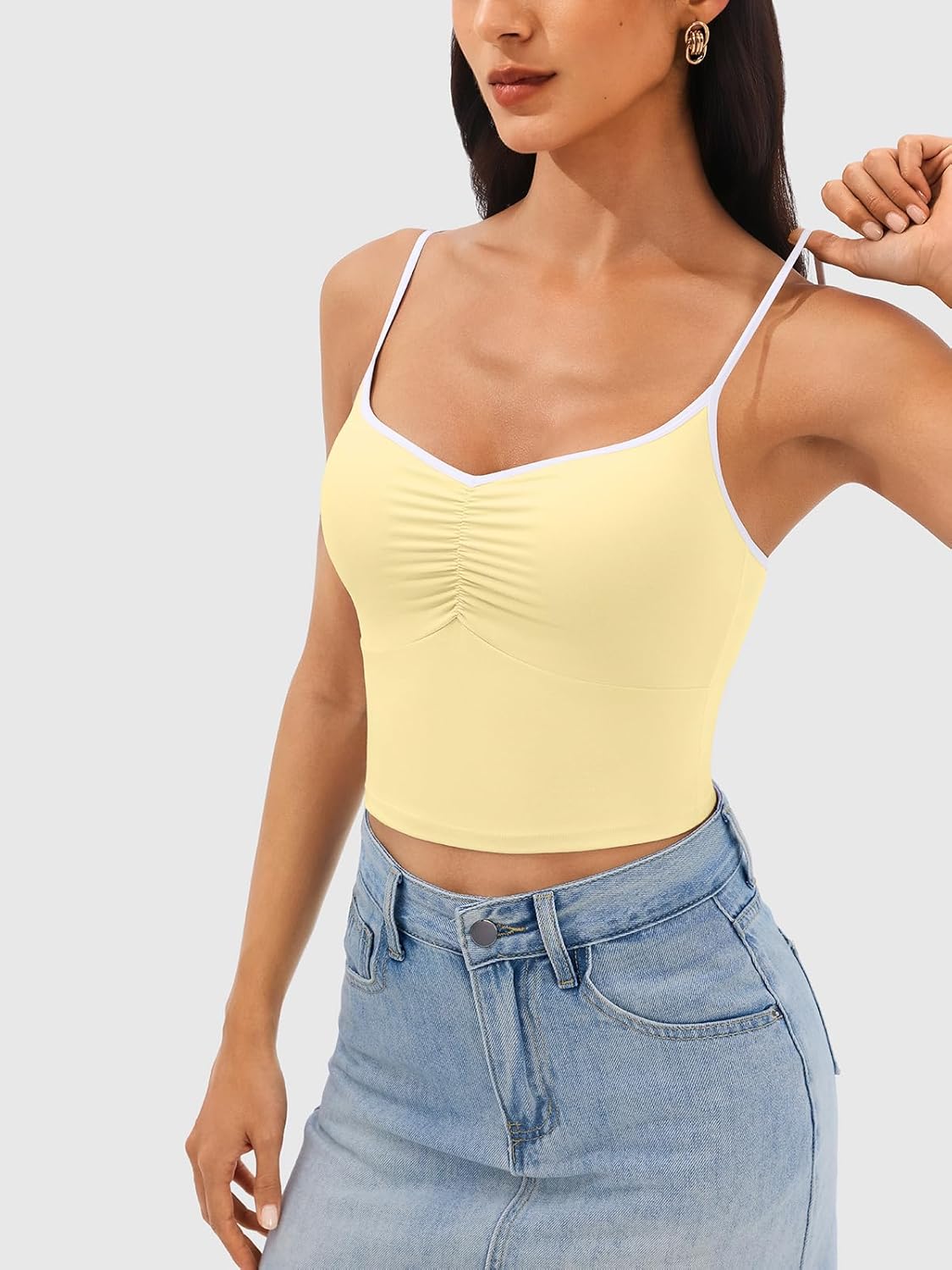 Longline Padded Sports Bra Workout Top for Women, Adjustable Straps Backless Crop Top Push Up Yoga Running Tank Top - Image 3