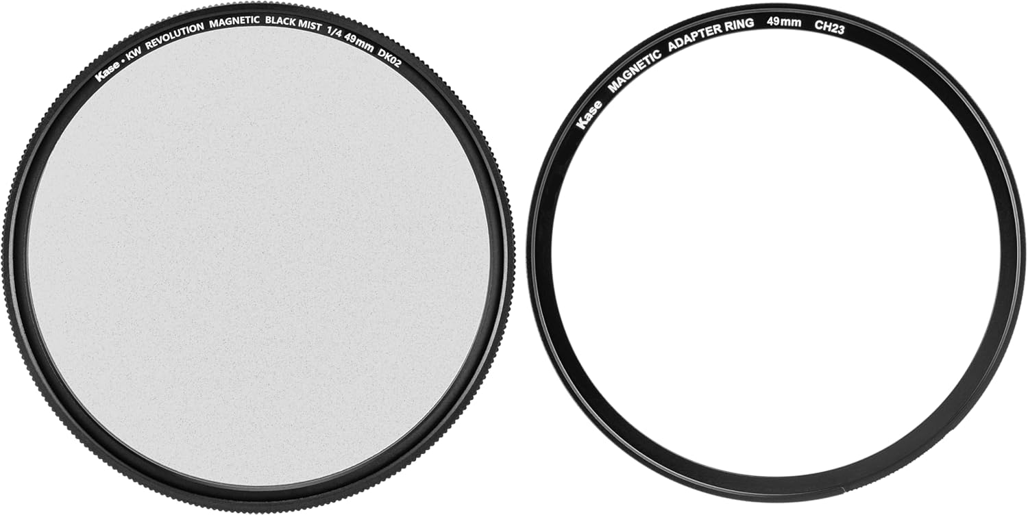 Kase Magnetic 49mm Black Mist 1/4 Soft Focus Optical Glass Filter Incl Adapter Revolution/Skyeye Compatible