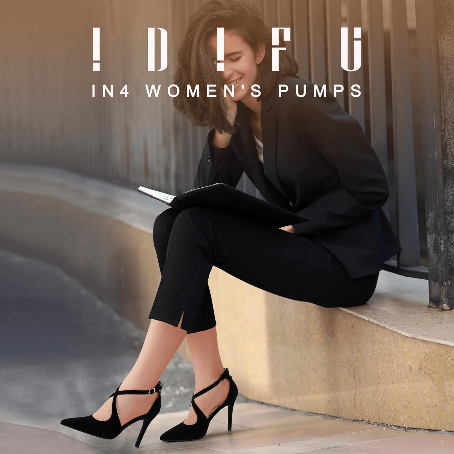 IDIFU IN4 Women's Pumps Closed Toe Stiletto Heels Strappy Wedding Bridal Office Homecoming Work Prom Dress Shoes Bride Comfortable Dressy Formal Pointed Toe Zip - Image 3