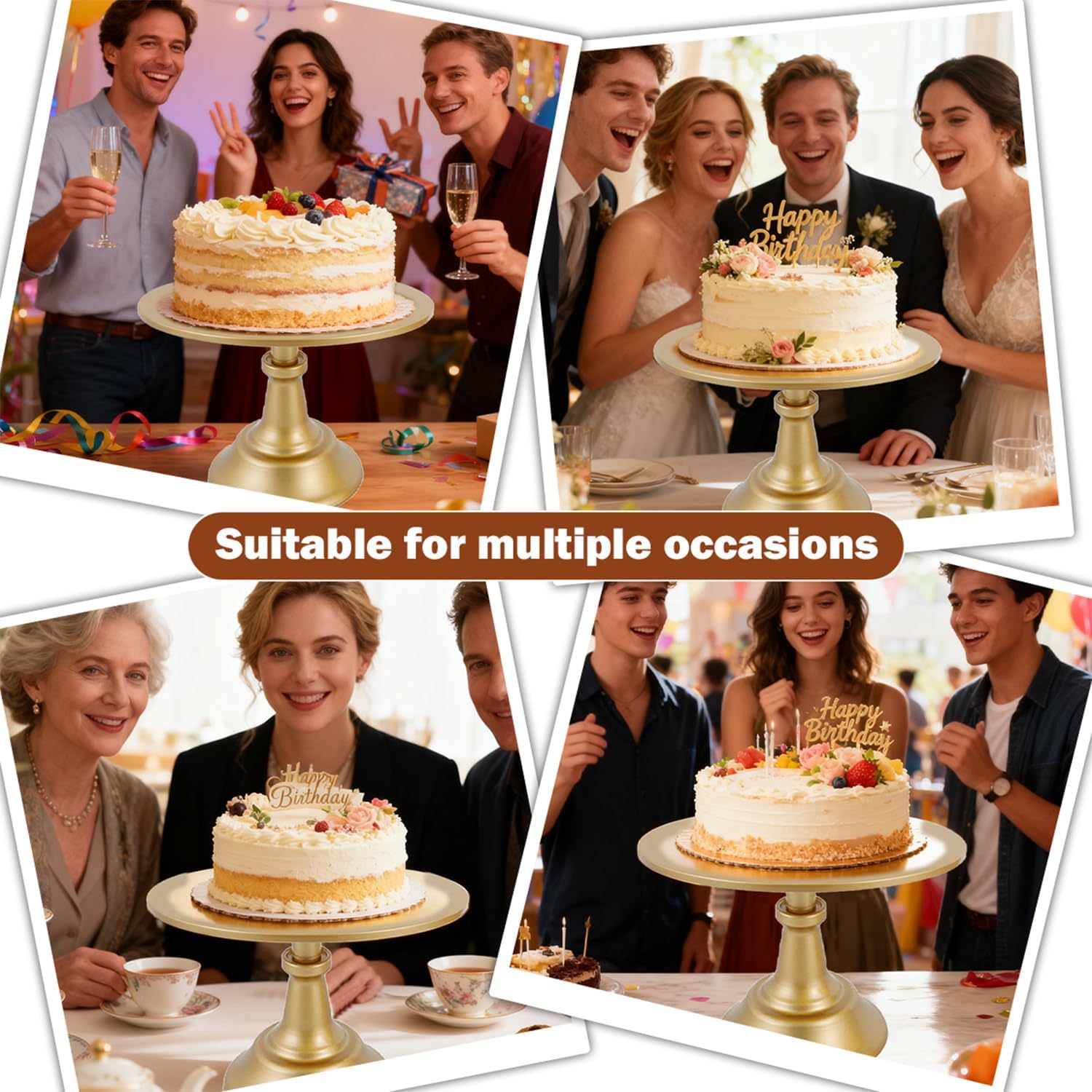 7 Pack Metal Dessert Table Display Set, Rectangular Gold Cake Stand, Metal Round Cake Pedestal Stands, Round Cupcake Display Stand for Wedding Birthday Tea Party Holiday