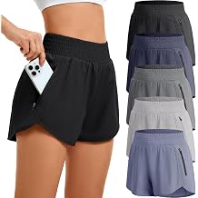 CE' CERDR Women's Athletic Workout Short High Waisted Elastic Running Shorts with Pockets for Gym Casual