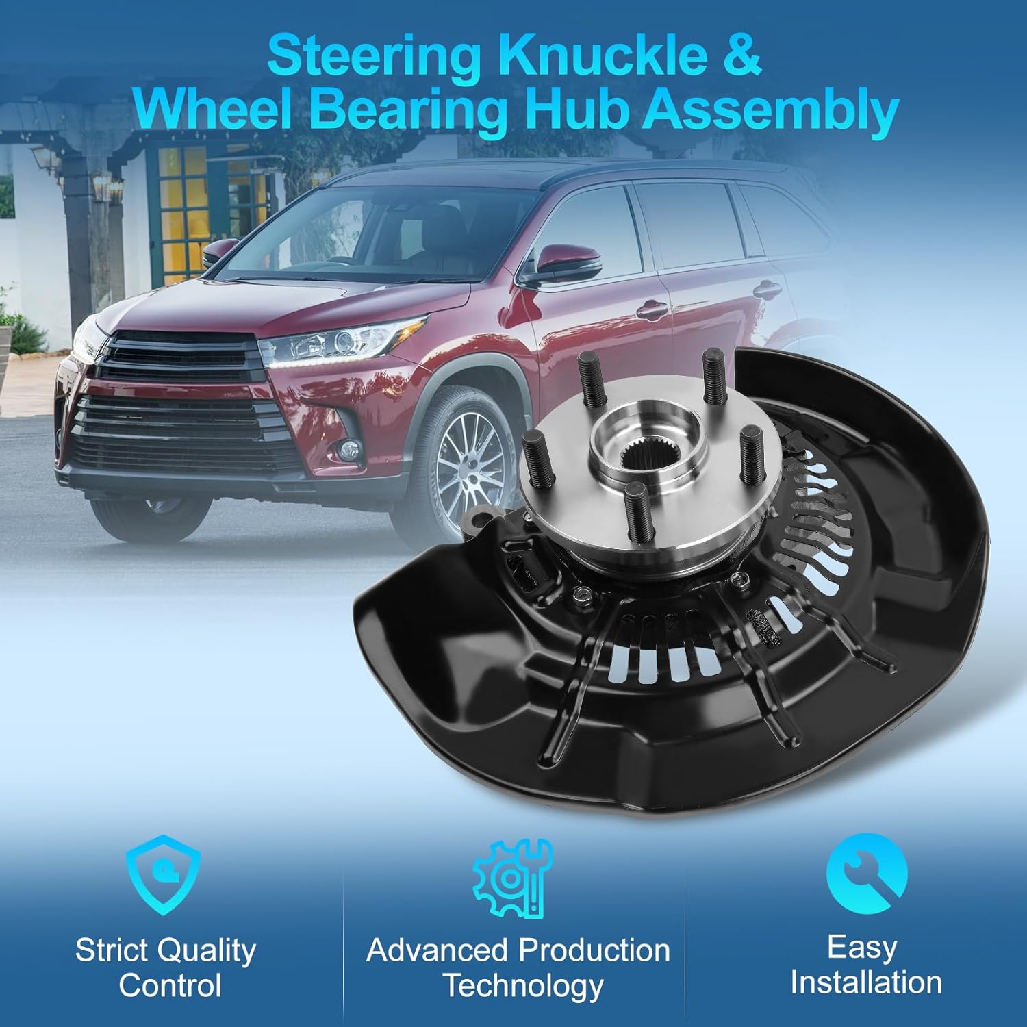698-433 Front Left Steering Knuckle & Wheel Bearing Hub Assembly Compatible with Toyota Highlander 2008-2017 & Lexus RX350 RX450h 2010-2015, Driver Side