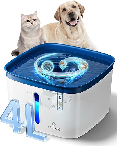 Fuente de agua para gatos, fuente de agua ultra silenciosa para perros de 135 oz4 L, diseño de vórtice de limpieza instantánea, fuente de agua para