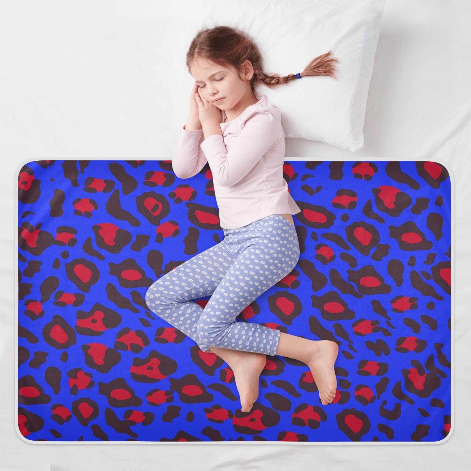 susiyo Trendy Blue Leopard Bed Pads for Incontinence Mattress Protector Anti-Slip Waterproof Pads (56