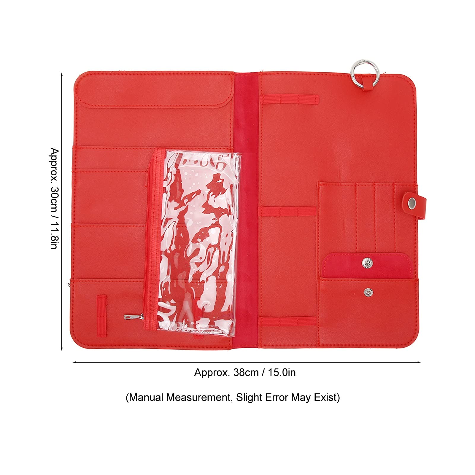 Estuche para ganchos de ganchillo, bolsa de almacenamiento de ganchillo para ahorrar espacio, cierre a presión seguro, color rojo, para tejer, viaje a casa