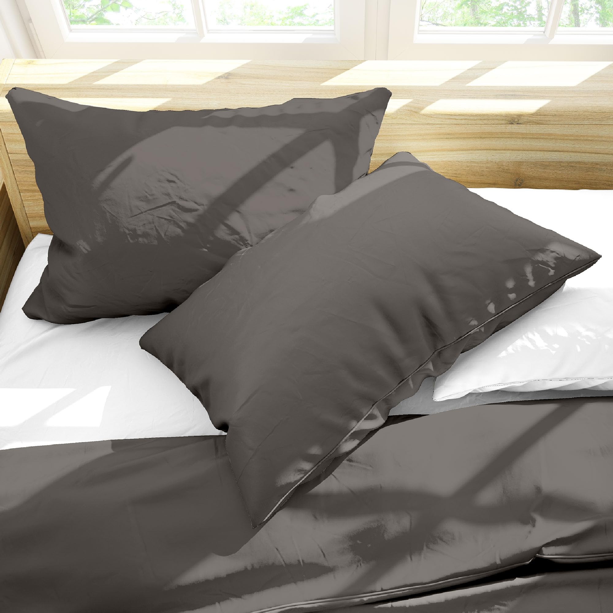 Ruggeri - Set Copripiumino Matrimoniale | Sacco + 2 Federe, 100% Morbida Microfibra di Alta Qualità - Collezione Everyday (Grigio Antracite)