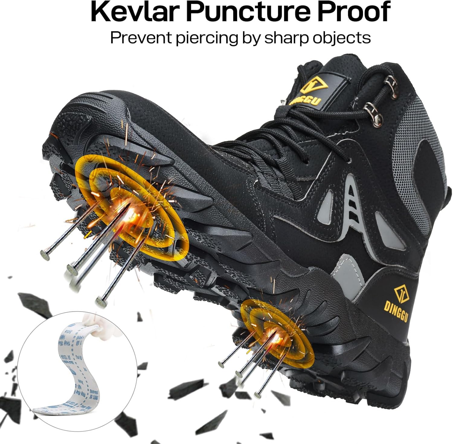 Steel Toe Boots for Men Safety Work Boots Comfortable，Indestructible Industrial & Construction Shoes Mens Composite Toe Boots - Image 5