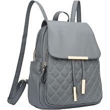 KKXIU Quilted Trendy Leather Backpack Purse for Women and Ladies Shoulder Travel Daypacks Bags Grey