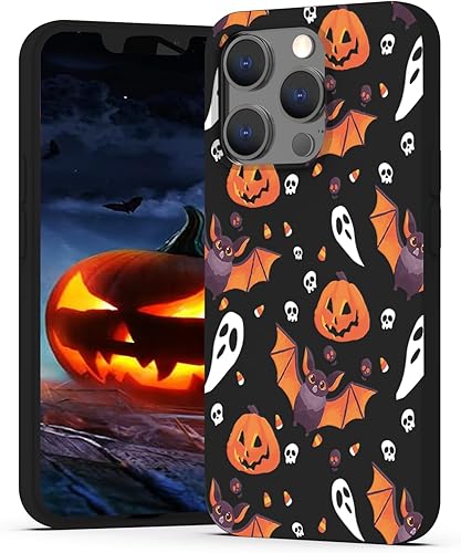 Vista 9 de Funda negra para iPhone 7/8/se 2022, diseño de murciélagos de calabaza, lindo diseño para niños, mujeres, niñas, funda negra a prueba de golpes