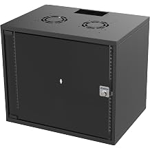 EDISION SOHO 9U Network Cabinet 19 Inch 9HE 540 x 400 mm, Wall Mounting, Load Capacity 60 kg, Unmounted, Glass Door, RAL 9005 Black