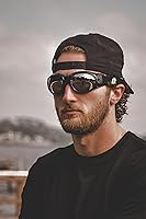 Vista 4 de Birdz Eyewear Eagle - Gafas de seguridad acolchadas para motocicleta, 2 pares, marco negro con lentes ahumados transparentes y polarizados, gafas