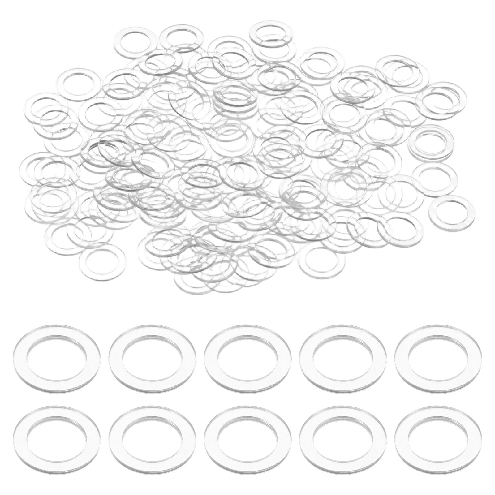 M METERXITY 300-Pack M8 PVC Flat Washers, 8mm ID 12mm OD 0.5mm Thick Plastic Clear Shower Door Handle Washers Spacer for Automotive/Towel Bars Replacement, Sealing Spacer Gasket Ring