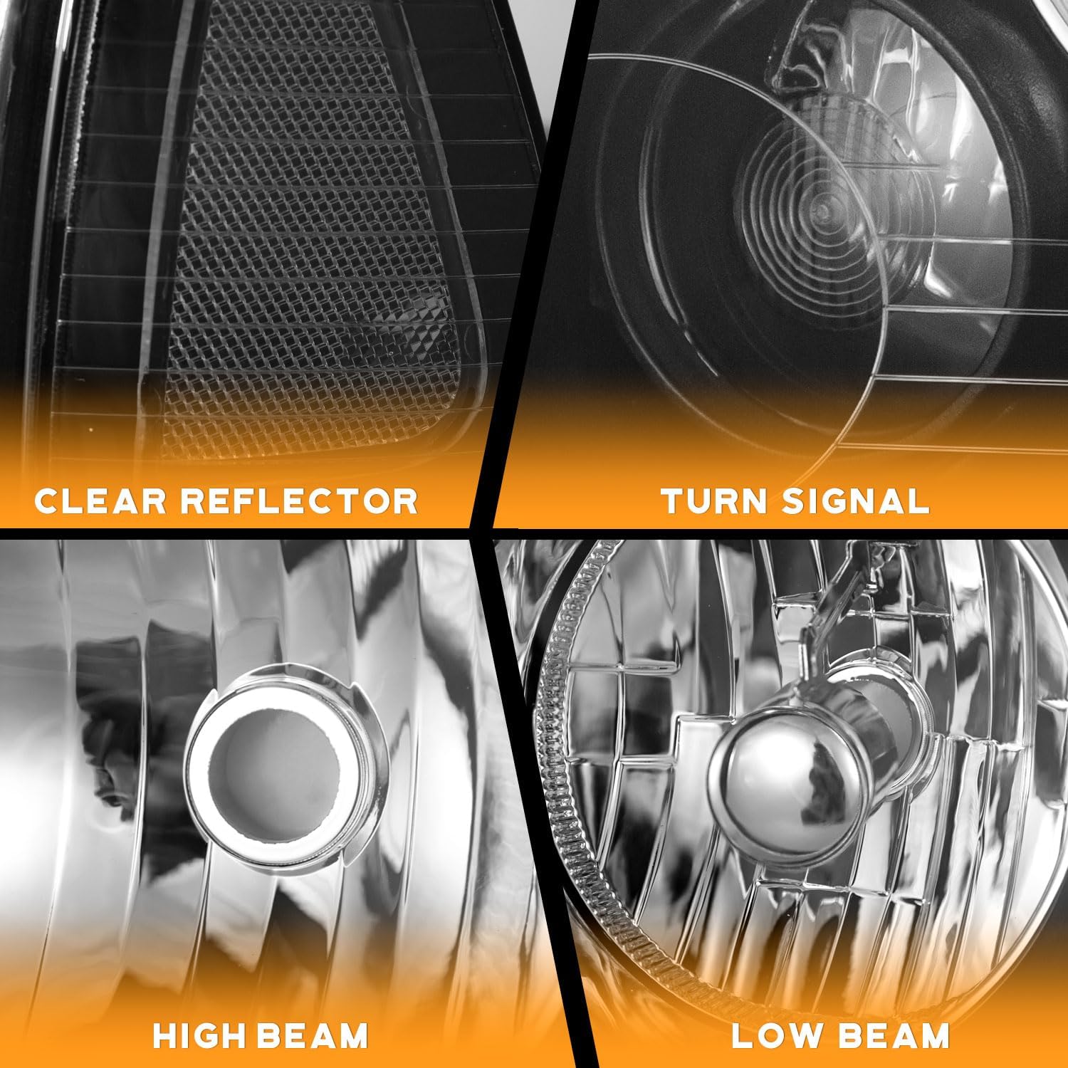 WEELMOTO for 2006-2010 Dodge Charger Headlights Assembly with Black Corner Singal Light, Headlamp Replacement for 06-10 Dodge Charger 4-Door Sedan Models Headlight with Side Marker Corner light