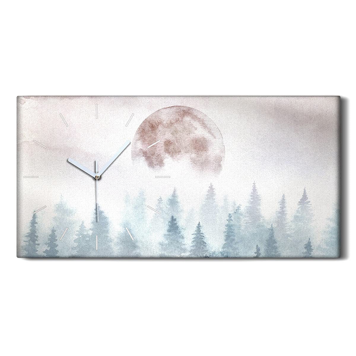 Horloge sur Toile Salon Chambre 60x30cm Décoration Art Mural Moderne Forêt
