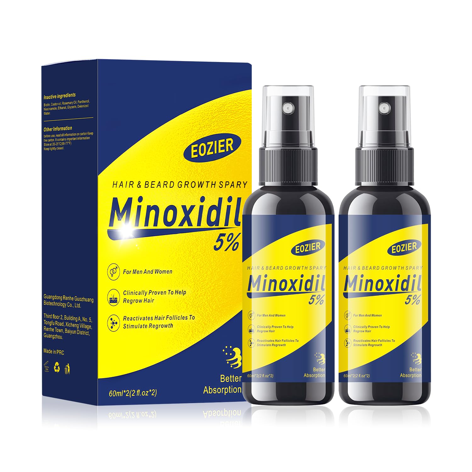 5 Minoxidil with Biotin Hair Loss Treatments for Women Men Hair Regrowth Treatment Minoxidil Spray Hair and Beard