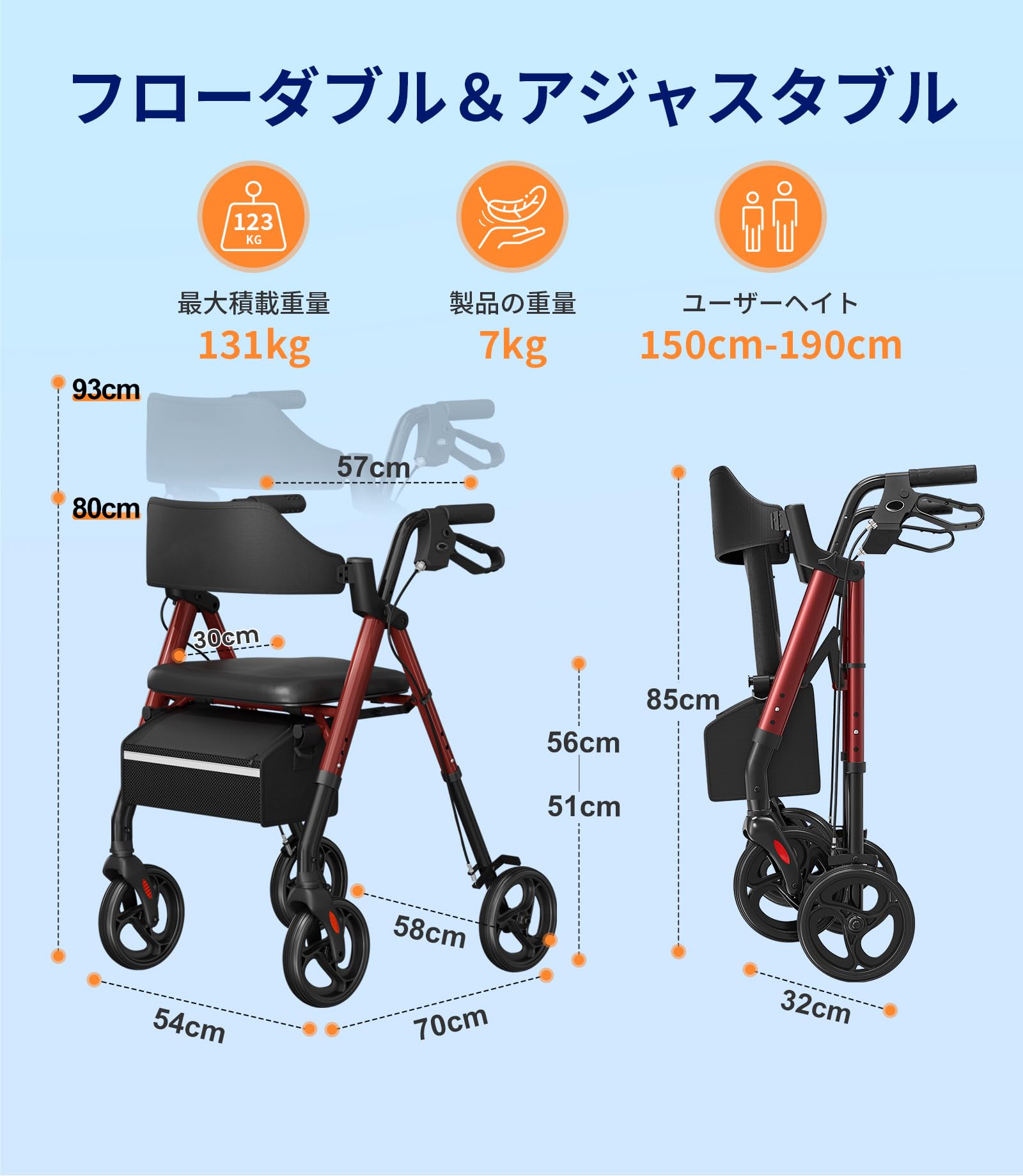 歩行車 シルバーカー 室外用 折り畳み可 座面付き 四輪 キャスター付き ブルー Amazon | 歩行器 歩行車 シルバーカー 室外用 折りたたみ可能 座面付き