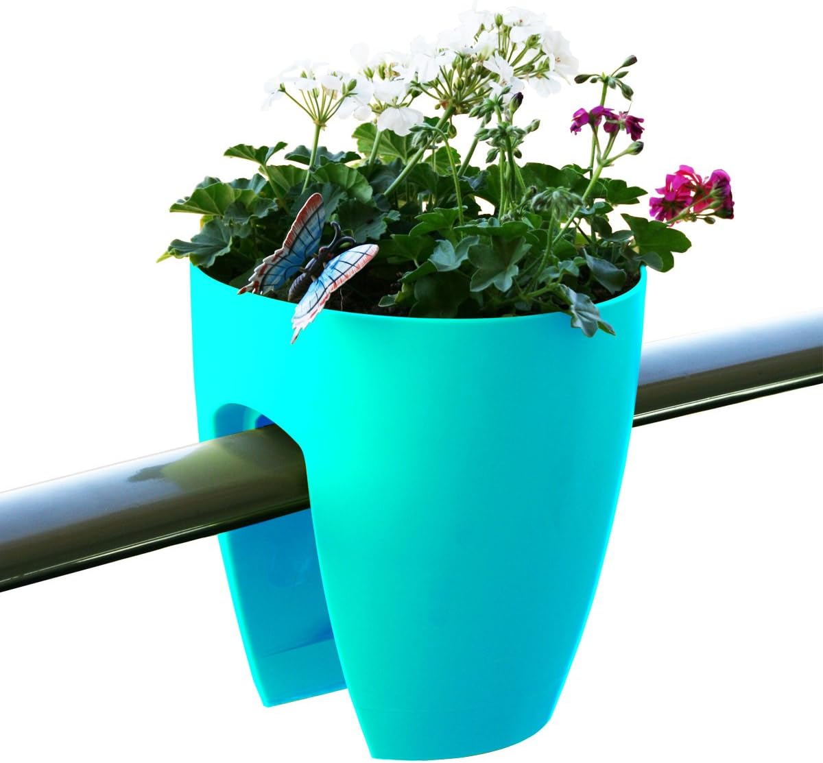 Greenbo Deck Rail Planter Box with Drainage trays, round 12