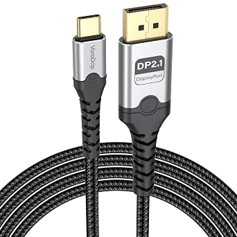USB C to DisplayPort 2.1 Cable 6ft, 80Gbps Thunderbolt 3/4/5 to Display Port 16K@60Hz 8K@120Hz 4K@240Hz One-Direction Cord, USB-C to DP2.1 for iPhone 17/16/15 iPad MacBook Pro/Air to Monitor