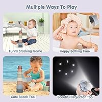 Vista 2 de SKYWHALE Juego de vasos apilables para bebés de 6 a 12 meses, juego de anidación para niños y niñas, 8 herramientas de baño apilables, regalo