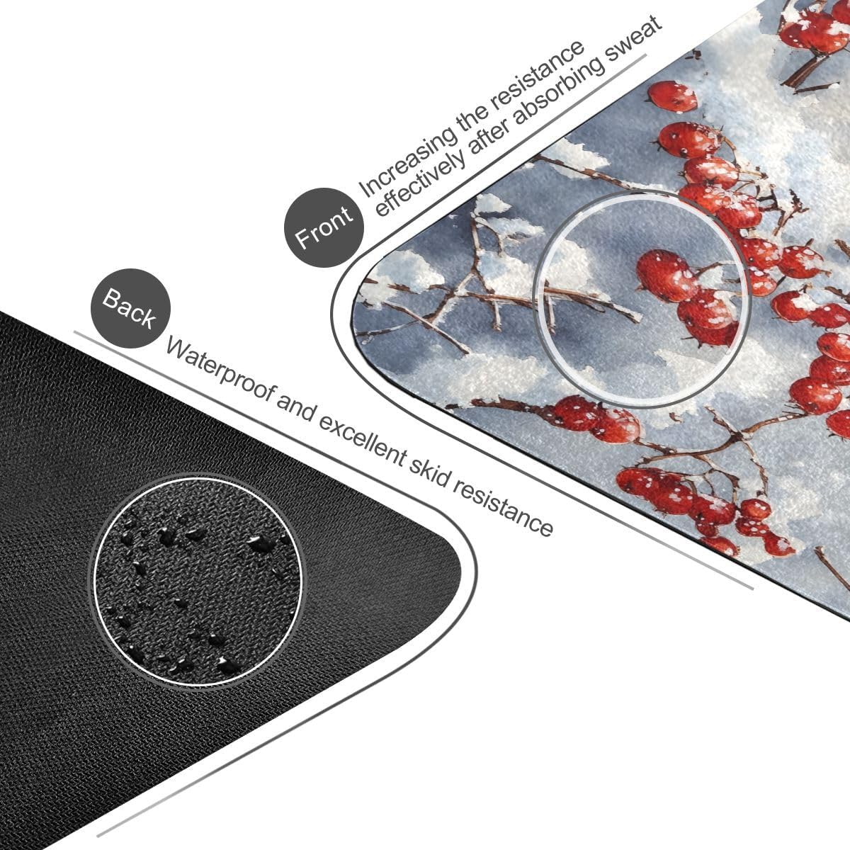 ALAZA Beautiful Red Cardinal Yoga Mat Non Slip Fitness Exercise Mat, Workout Mat for Yoga, Pilates and Floor Exercises