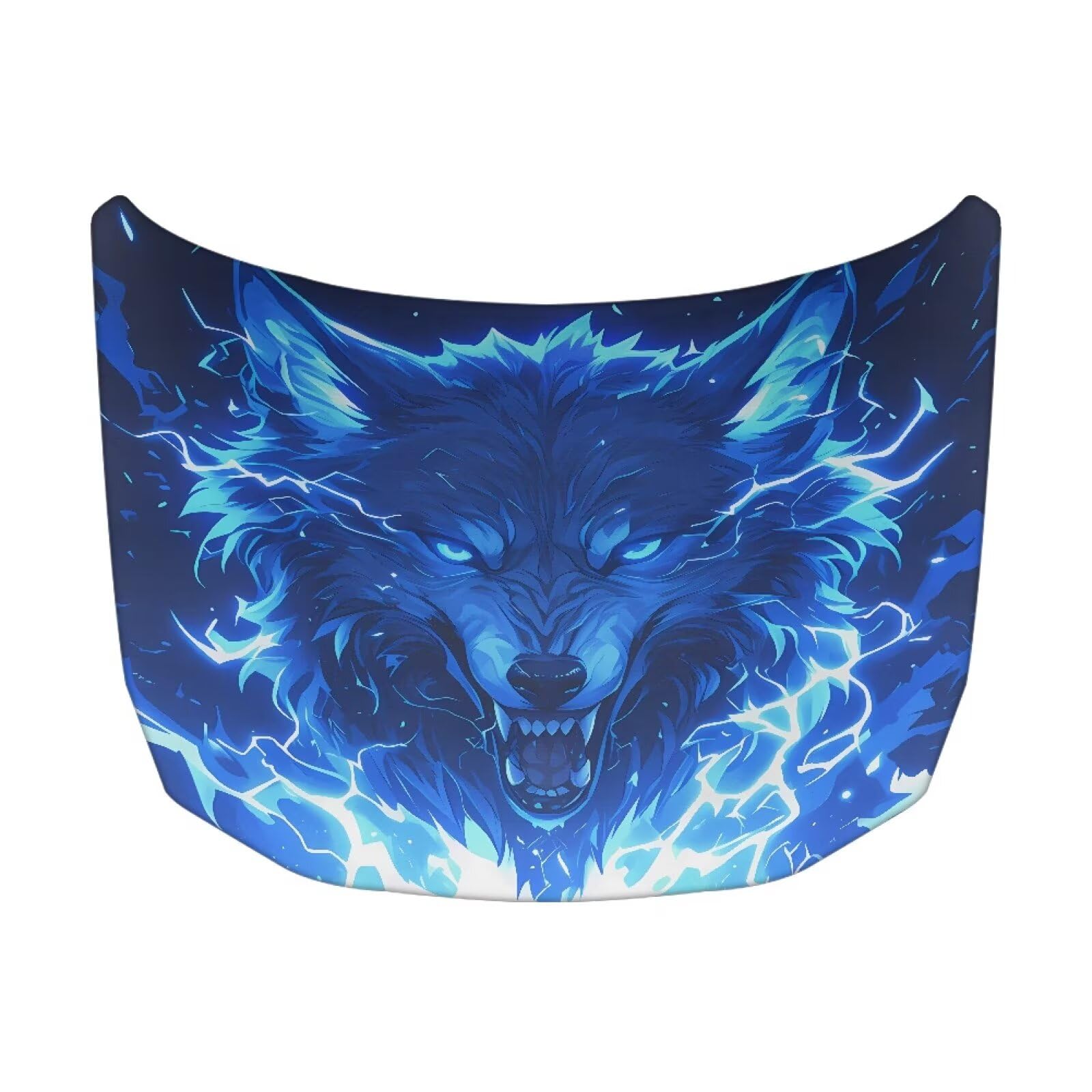 Cool Lightning Wolf Hood Cover for Car SUV Sedan Truck, Waterproof Elastic Polyester Car Hood Protector, Cool Decorations for Automotive Exterior Accessories