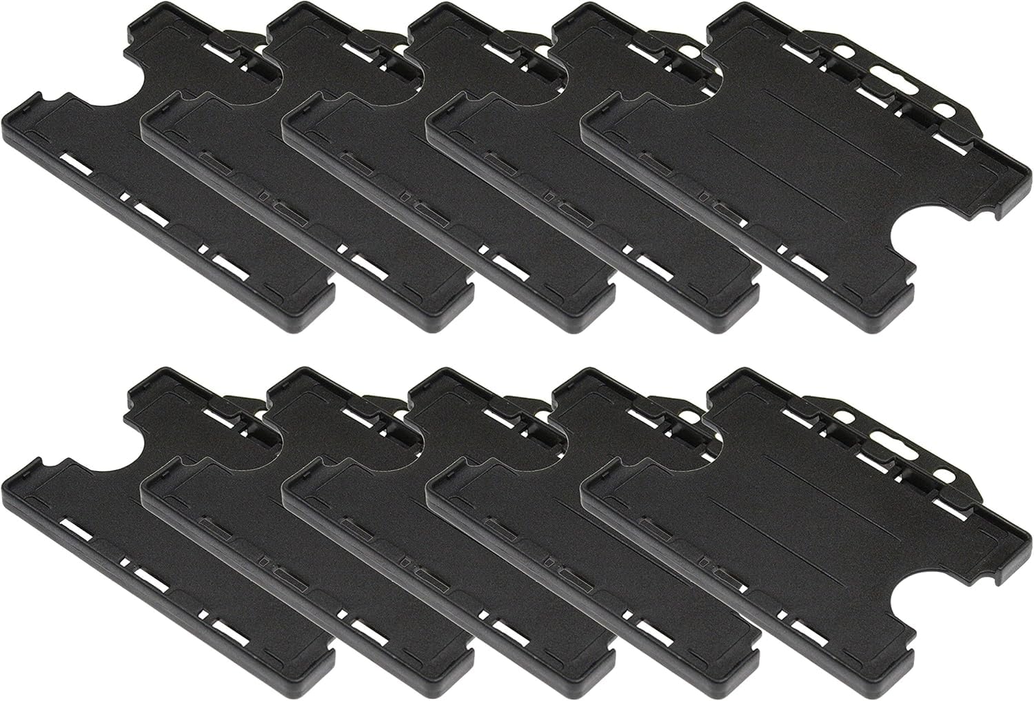 Customcard Ltd Double-Sided ID Card Holder - Secure, Black Plastic for 2 Credit-Sized Cards (85mm x 54mm) - Durable, Lightweight for Work, School, Events- ID Card Holder for Lanyard (Black,Pack of 10) — image 1