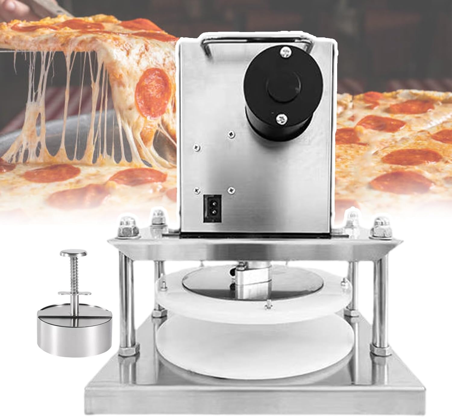 Electric Dough Press Machine 2000W Pizza Dough Sheeter, Pizza Forming Machine Stainless Steel Pizza Pasta Making Tools for Commercial and Home Use 22cm/25cm,22cm,22cm