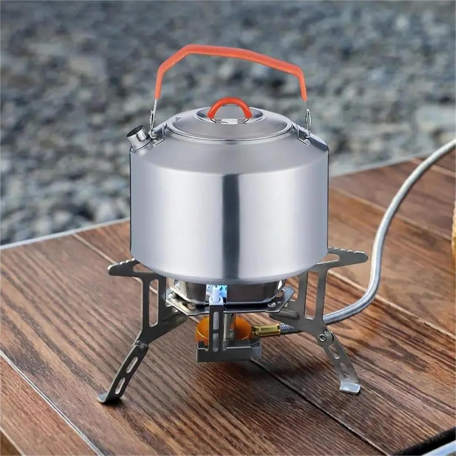 1.1L/1.6L Stainless Steel Camping Tea Kettle, Rustproof Outdoor Campfire Coffee Pot for Cooking & Tableware(1.1L)