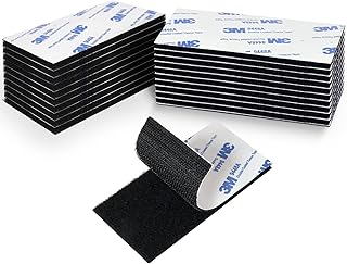 Santa Ynez 3M Adhesive Hook and Loop Tape 2x4 inches 12 Sets of Self-Fixing Reusable Hook and Loop Tape Interlocking Mounting Tape Removable Wall Fastener Tape,Black