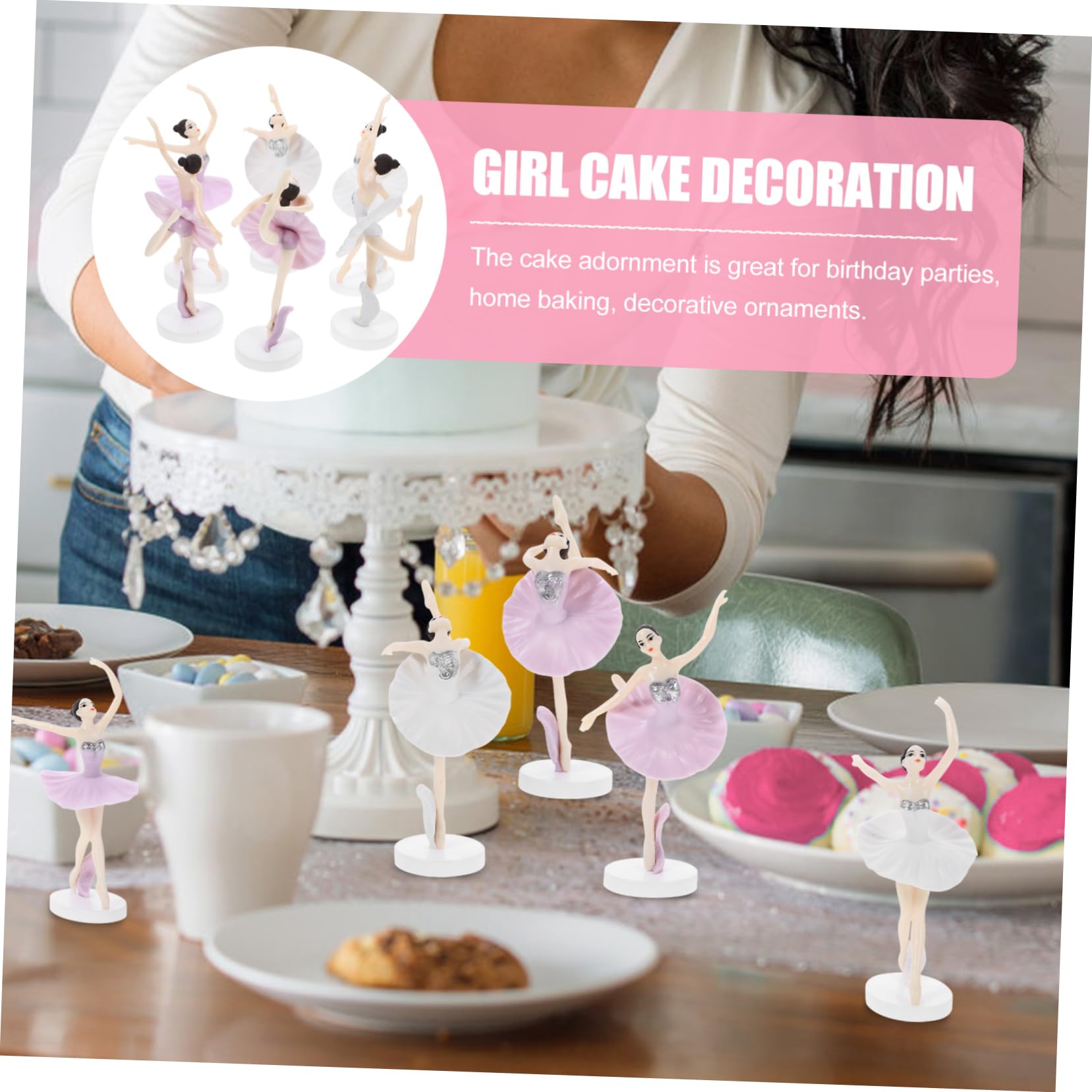 6 Figurines Ballerine Pour Décoration Gâteau - Plastique, 15 Cm, Pour Anniversaire, Cupcakes, Fête Fille